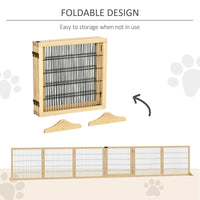 HKM-5182013 Foldable Wooden Pet Gate for Small to Medium Dogs - 6-Panel Safety Barrier with Support Feet