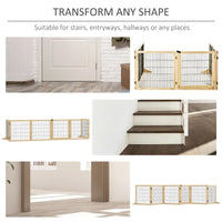 HKM-5182013 Foldable Wooden Pet Gate for Small to Medium Dogs - 6-Panel Safety Barrier with Support Feet