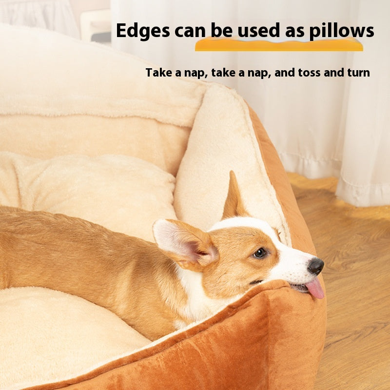 HKM-5182397 Large Dog Bed with Removable Washable Mattress for Winter Comfort