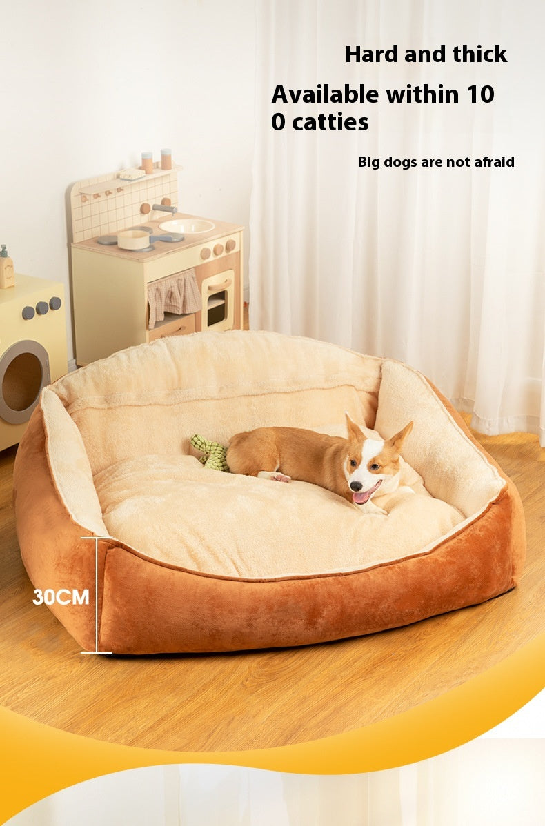 HKM-5182397 Large Dog Bed with Removable Washable Mattress for Winter Comfort