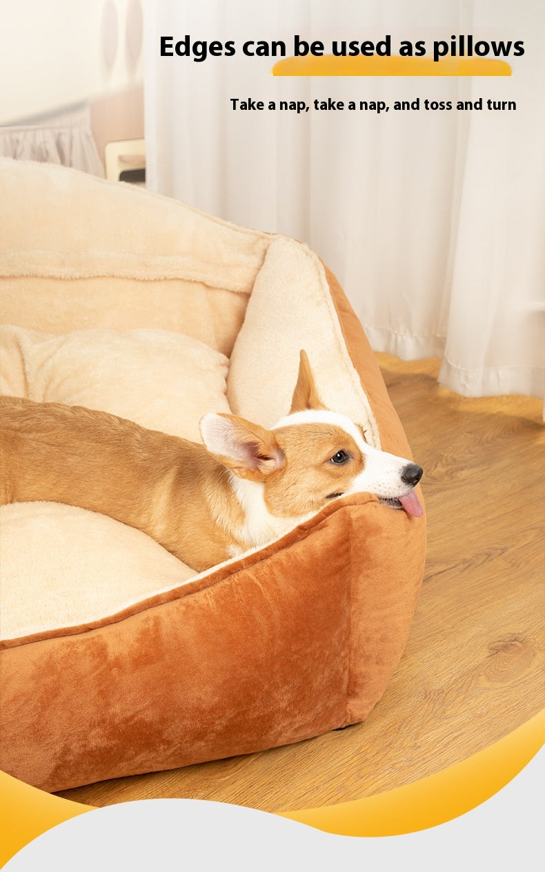 HKM-5182397 Large Dog Bed with Removable Washable Mattress for Winter Comfort
