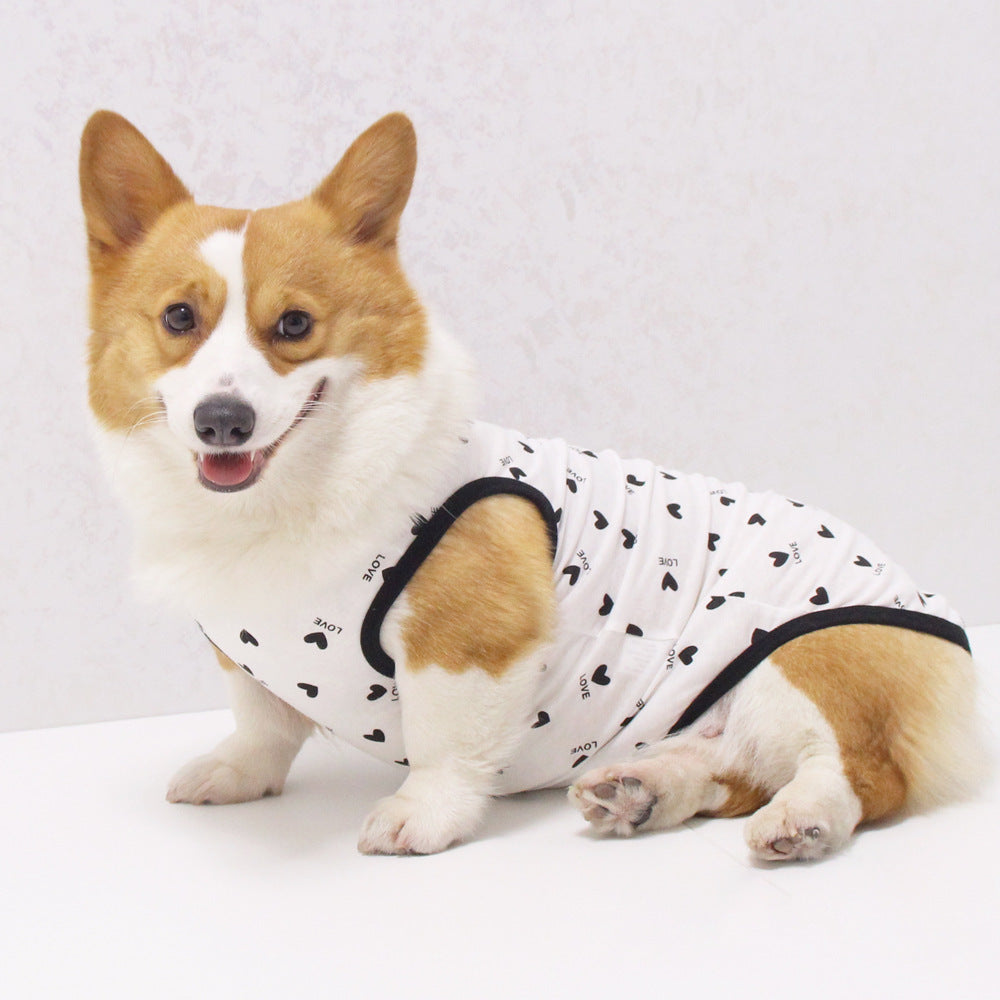 HKM-5182909 Anti-Lint Cartoon PET Vest in Black Heart, Carrot, and Strawberry - Sizes S to 11XL