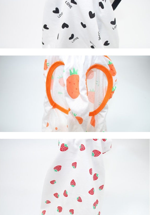 HKM-5182909 Anti-Lint Cartoon PET Vest in Black Heart, Carrot, and Strawberry - Sizes S to 11XL