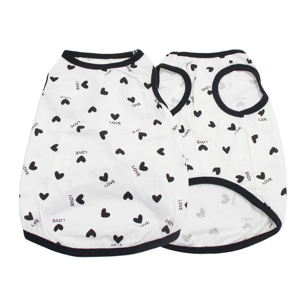 HKM-5182909 Anti-Lint Cartoon PET Vest in Black Heart, Carrot, and Strawberry - Sizes S to 11XL