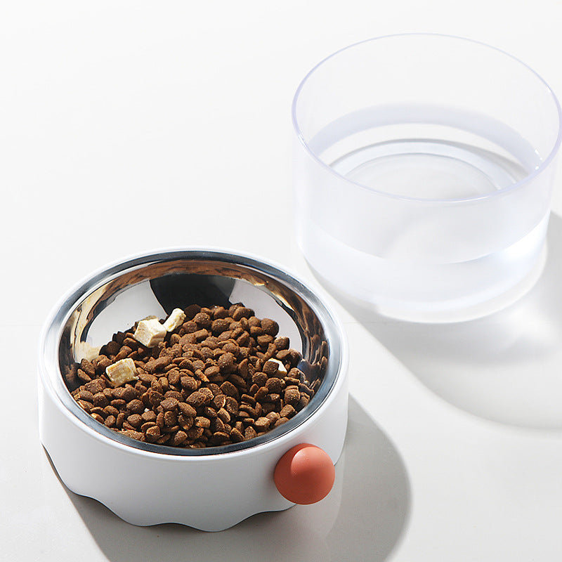 HKM-5184317 Stainless Steel Automatic Pet Bowl for Cats and Dogs - Available in White and Pink