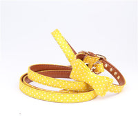 HKM-5187901 Polka Dot Triangle Scarf Collar and Leash Set for Dogs in Black, White, Red, Yellow