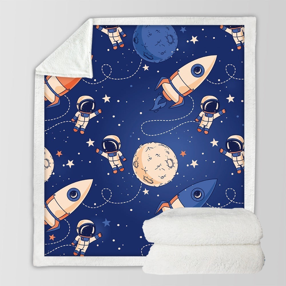 HKM-518803 Double-Sided Cartoon Arctic Velvet Blanket - Soft Polyester Fiber, Multiple Sizes Available