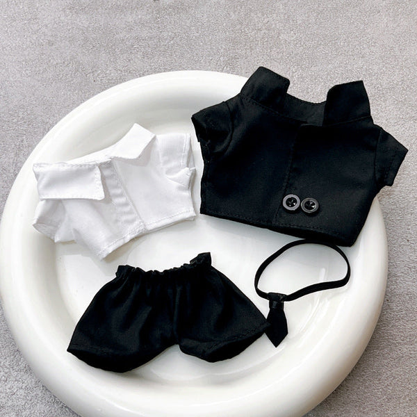 HKM-5188285 Stylish Black Suit Set with Oval Sunglasses and Ankle Boots for Dolls