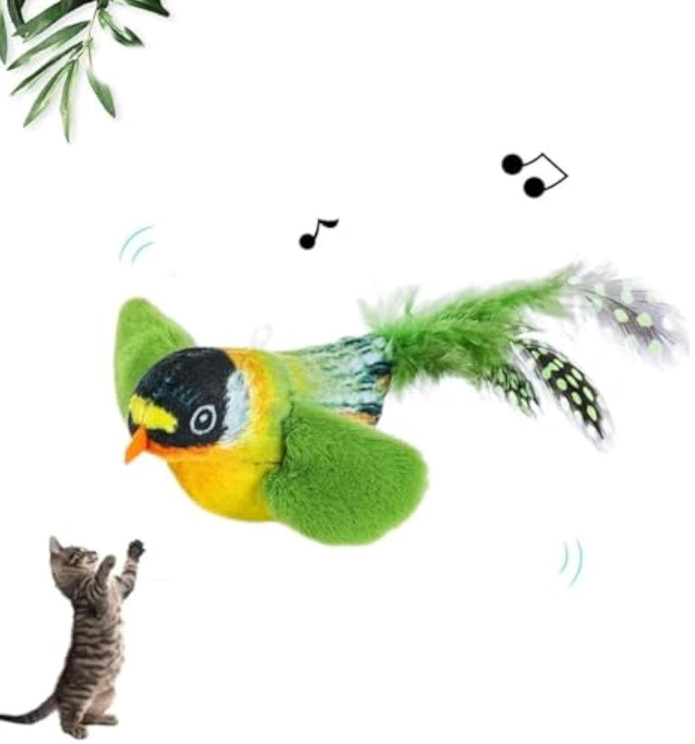 HKM-518931 Interactive Flapping Bird Cat Toy with Chirping Sound and Motion