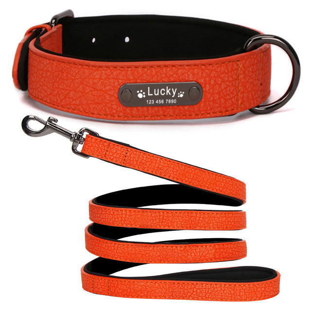 HKM-5190077 Eco-Friendly PU Dog Collar with Lychee Pattern for Large Dogs - Waterproof Inner Layer, Alloy Buckle
