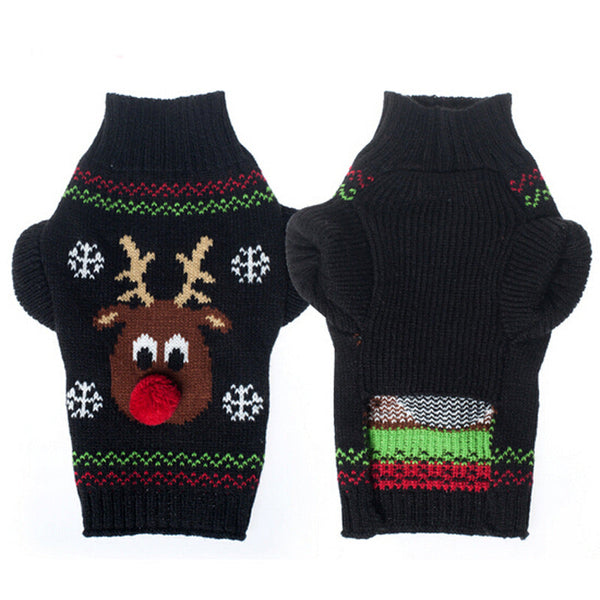 HKM-5191869 Christmas Poinsettias Pet Sweater - Cozy Acrylic Pullover for Dogs and Cats
