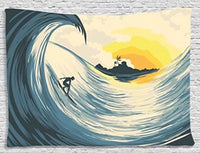 HKM-519187 European Style Surf Polyester Beach Tapestry - Wall Decor Without Hook