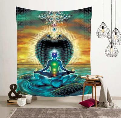 HKM-519187 Lotus Meditation Tapestry - Simple Modern Rectangular Cloth Design, Hand and Machine Washable
