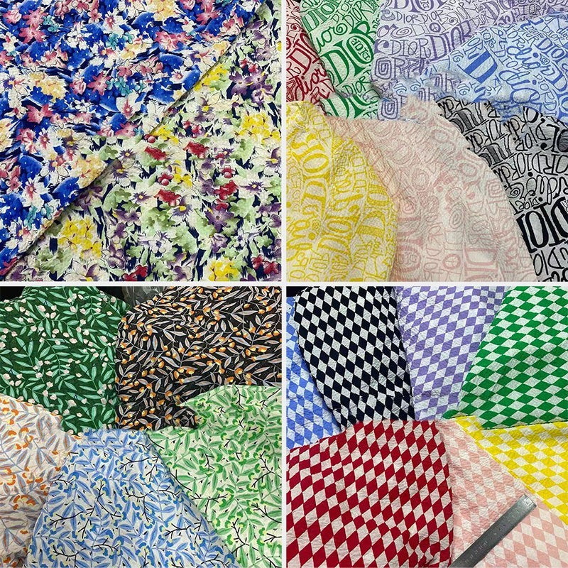 HKM-519315 Botanical Print Bubble Fabric for Children's Clothing, 100% Cotton, 128CM Wide