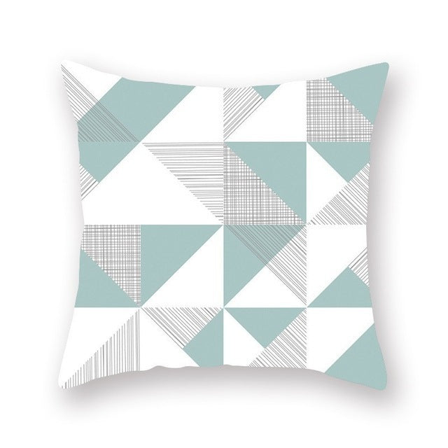HKM-519315 Bright Green Geometric Peach Skin Cushion Cover - 45x45cm