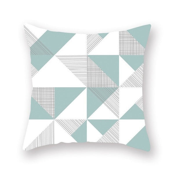 HKM-519315 Bright Green Geometric Peach Skin Cushion Cover - 45x45cm