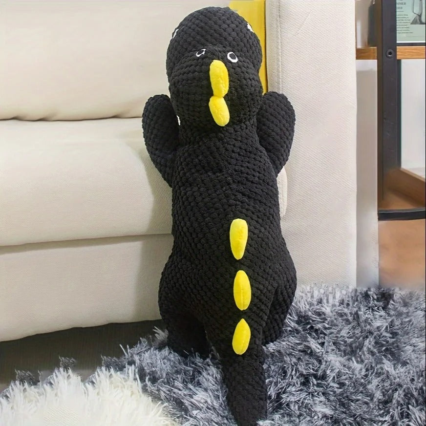HKM-5193533 Black Plush Dinosaur Dog Toy - 50cm Interactive Pet Play Companion