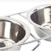 HKM-5194045 Stainless Steel Non-Slip Pet Bowl Set with Bracket - Small, Medium, Large Sizes