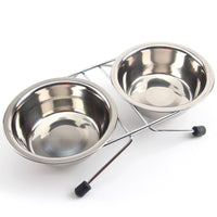 HKM-5194045 Stainless Steel Non-Slip Pet Bowl Set with Bracket - Small, Medium, Large Sizes