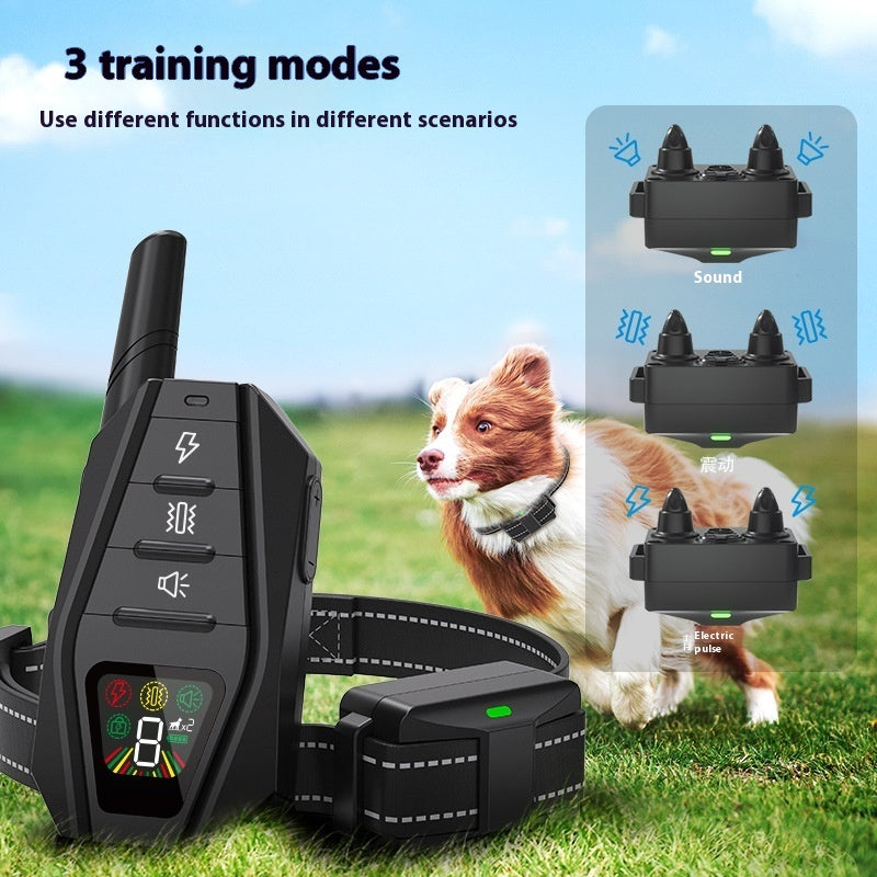 HKM-5194685 Smart Dog Trainer with Bark Stop Device, Reflective Webbing, and Charging Cable - Black, ABS Material