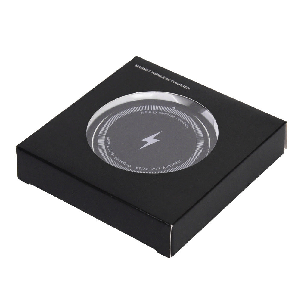 HKM-519507 15W Magnetic Wireless Charger with Metal Casing - Black/White, Type-C Interface