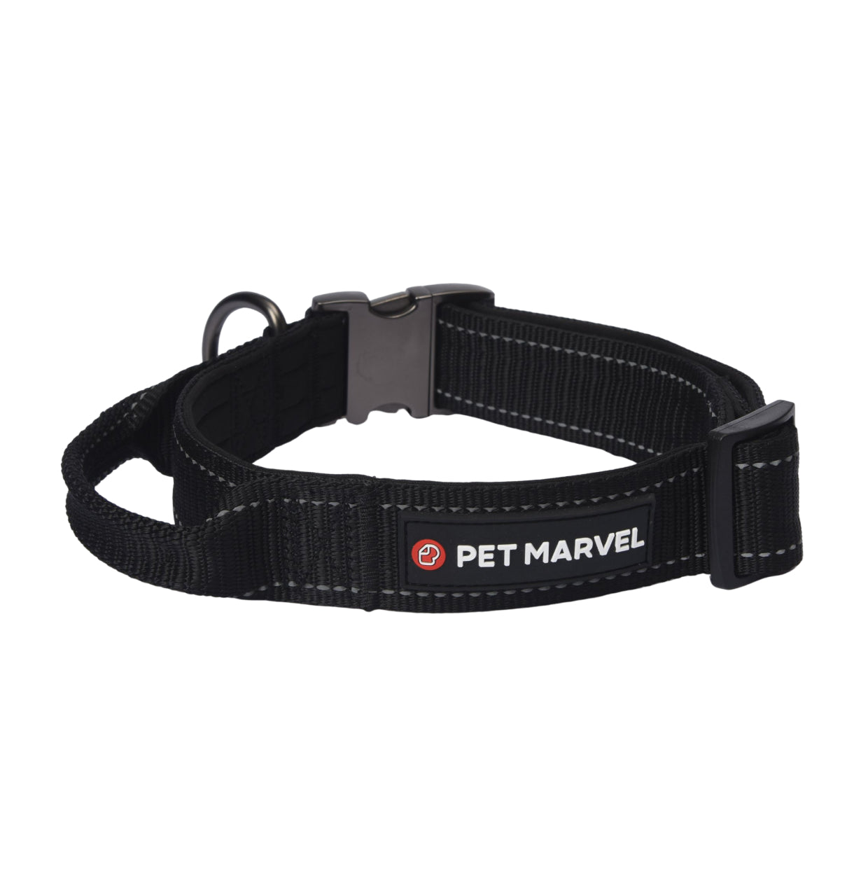 HKM-5195325 Tactical Dog Collar with Handle, Padded Interior and Dual Buckle for Comfort and Control