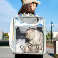 HKM-5196093 Transparent Laser Dog Backpack for Pets - Soft Mesh and Lamb Wool - Suitable for Pets Up to 15 kg - 35x27x40 cm