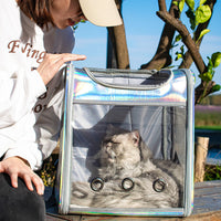 HKM-5196093 Transparent Laser Dog Backpack for Pets - Soft Mesh and Lamb Wool - Suitable for Pets Up to 15 kg - 35x27x40 cm