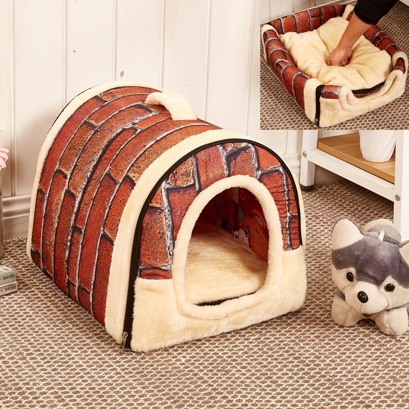 HKM-5197885 Portable Removable and Washable Dual-Purpose Pet Nest with Handle and Anti-Slip Design