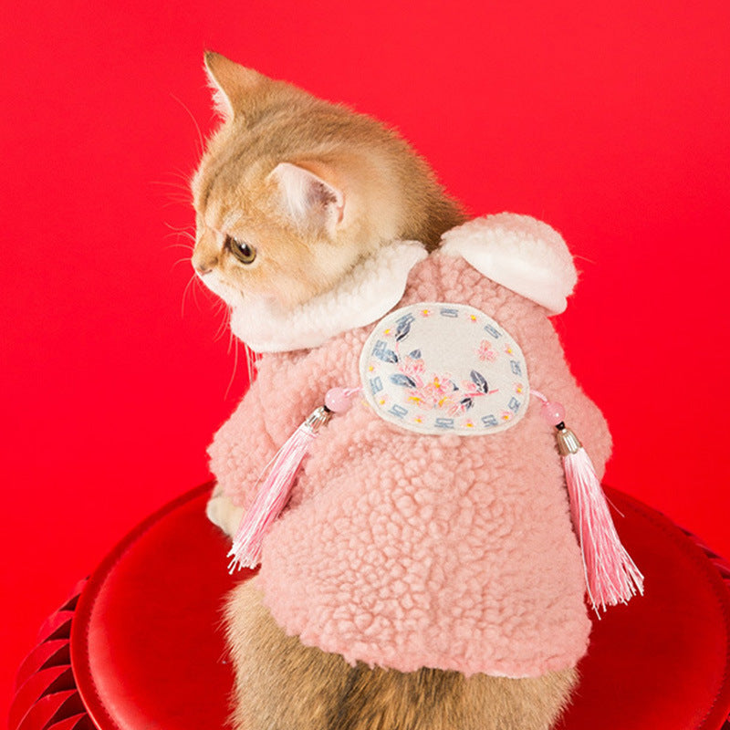HKM-5198397 Festive Lamb Wool Tang Suit for Pets ¨C Warmth for Every Occasion