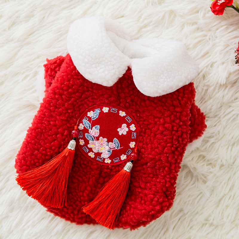HKM-5198397 Festive Lamb Wool Tang Suit for Pets ¨C Warmth for Every Occasion