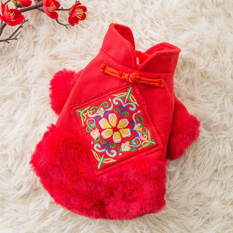 HKM-5198397 Festive Lamb Wool Tang Suit for Pets ¨C Warmth for Every Occasion