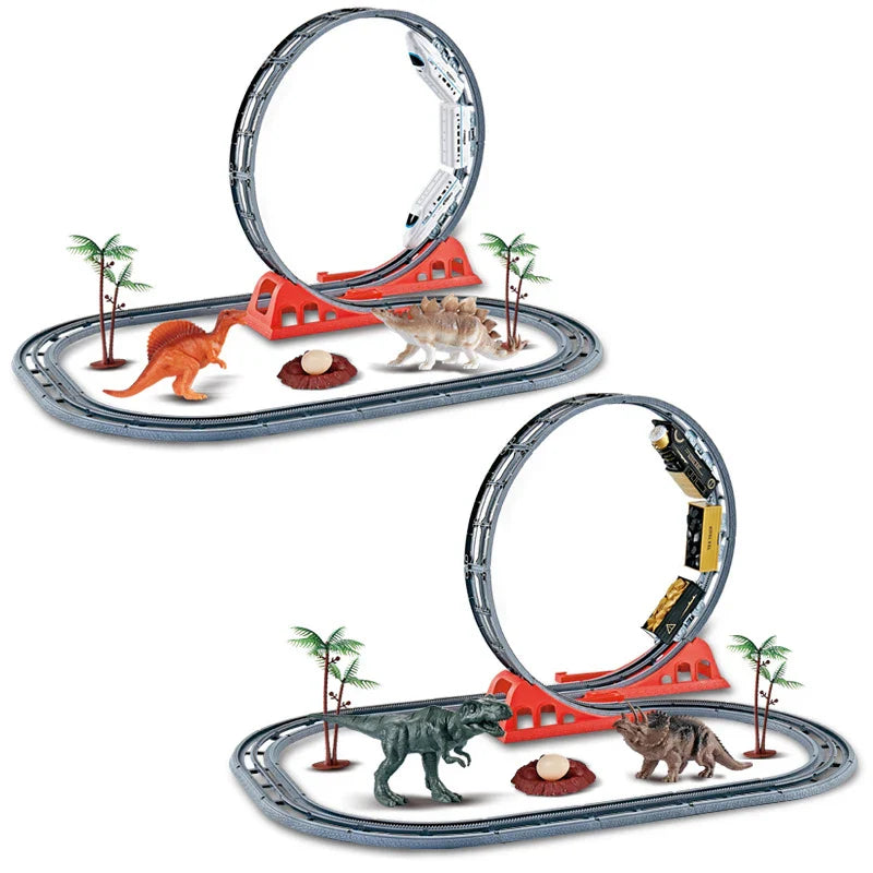 HKM-519891 Electric Dinosaur Track Train Set 78cm for Kids - Create Your Own Dinosaur Park Adventure