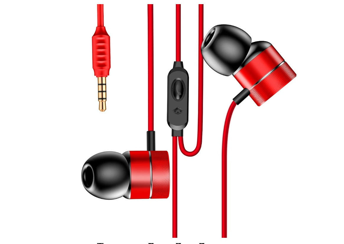 HKM-519955 Ergonomic Wired 3.5mm Stereo Headphones with Mini Control for iPhone, Galaxy, Huawei, and More