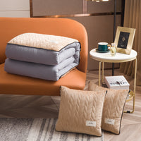 HKM-519955 Two-in-One Thick Plush Car Cushion and Air Conditioner Quilt – Available in Multiple Colors