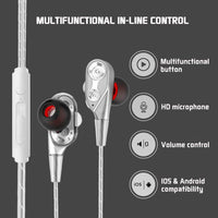 HKM-520019 Wired In-Ear Dual-Moving Coil Gaming Headset with Microphone for PC