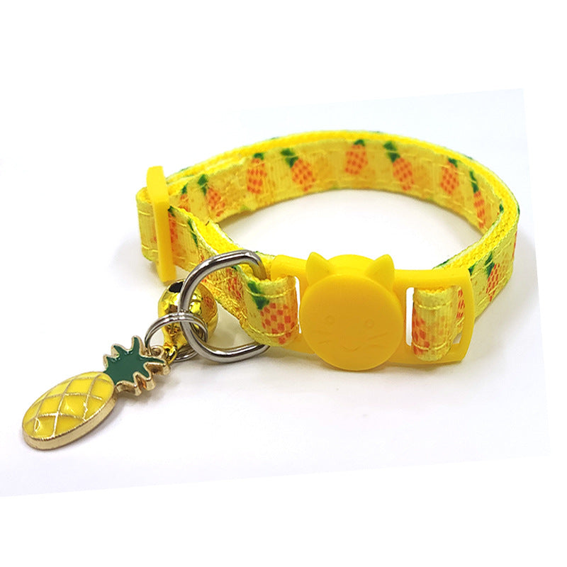 HKM-5201597 Pet Print Bell Cat Collar in Vibrant Colors - Adjustable Nylon Strap for All Seasons