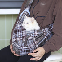 HKM-5201853 Soft Yellow Plaid Portable Crossbody Backpack for Small Pets