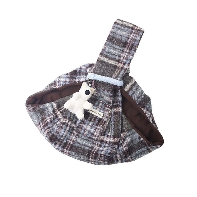 HKM-5201853 Soft Yellow Plaid Portable Crossbody Backpack for Small Pets