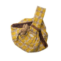 HKM-5201853 Soft Yellow Plaid Portable Crossbody Backpack for Small Pets