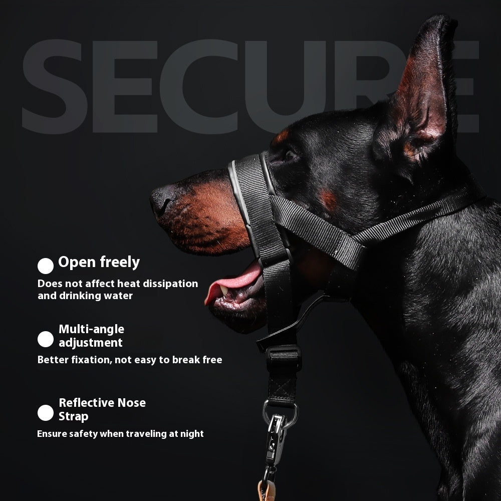 HKM-5202237 Leather Adjustable Dog Mouth Cover for Medium and Large Breeds - Anti-Bite and Anti-Bark, Available in Black, Dark Khaki, and Dark Brown