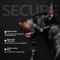 HKM-5202237 Leather Adjustable Dog Mouth Cover for Medium and Large Breeds - Anti-Bite and Anti-Bark, Available in Black, Dark Khaki, and Dark Brown