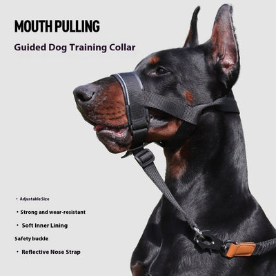 HKM-5202237 Leather Adjustable Dog Mouth Cover for Medium and Large Breeds - Anti-Bite and Anti-Bark, Available in Black, Dark Khaki, and Dark Brown