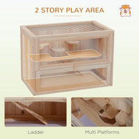 HKM-5203261 Large 45 Inch Wooden Hamster Cage for Small Animals with Multiple Levels and Easy Access