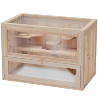 HKM-5203261 Large 45 Inch Wooden Hamster Cage for Small Animals with Multiple Levels and Easy Access