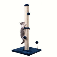 HKM-5205565 Extra Thick Indoor Cat Scratching Post with Hanging Ball Toy - Durable Fiberboard Surface for Claw Care and Safe Play