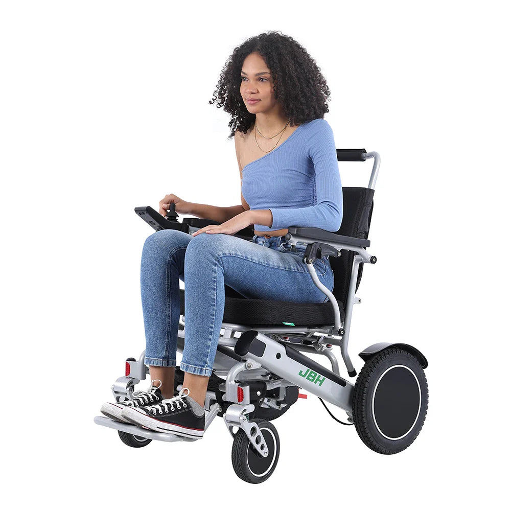 HKM-520659 Aluminum Alloy Folding Wheelchair for Elderly, 6 km/h, Driving Range 20 km, 120 kg Capacity