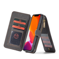 HKM-520659 Vintage Leather Flip Wallet Case for Samsung S8/S8 Plus with Card Slots and Zipper Bag