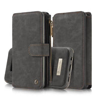 HKM-520659 Vintage Leather Flip Wallet Case for Samsung S8/S8 Plus with Card Slots and Zipper Bag