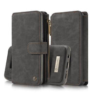 HKM-520659 Vintage Leather Flip Wallet Case for Samsung S8/S8 Plus with Card Slots and Zipper Bag
